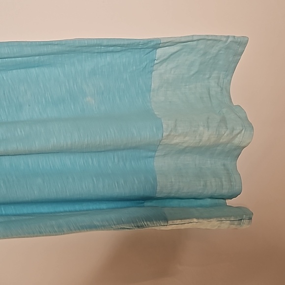 2/$30 Tommy Bahama Arden Flounce Dress Sleeveless Mixed Media Blue Linen - Picture 13 of 14